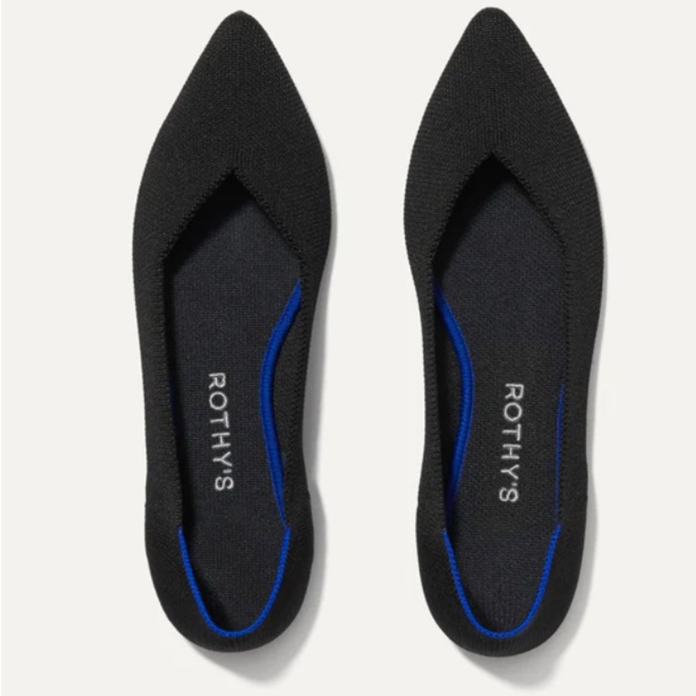 Rothys The Point Flats Black Size 8